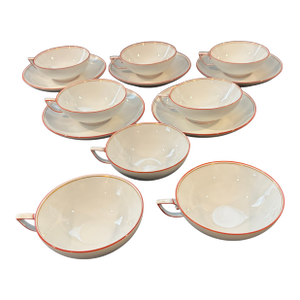 1920s Meissen, 1st Choice Cups & Saucers; Rare I-Form (I-Shape) Design - 13pcs