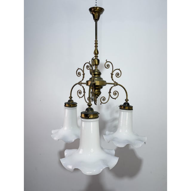 Three-Light Liberty Style Pendant Light in Opal Glass, 1960 For Sale - Image 18 of 18