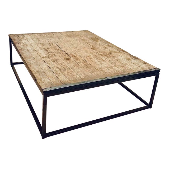 Extremely heavy and solidly built. Stunning, extra large, salvaged wood and iron Coffee Table from restoration hardware’s...