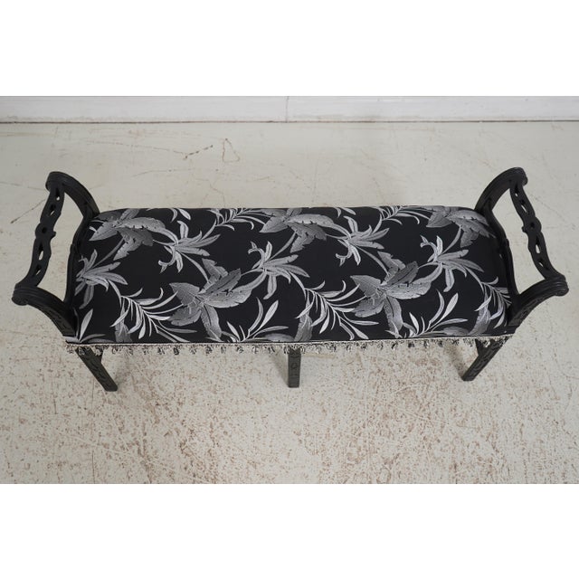 Chippendale Chippendale Custom Upholstered Black Finish Window Bench For Sale - Image 3 of 12