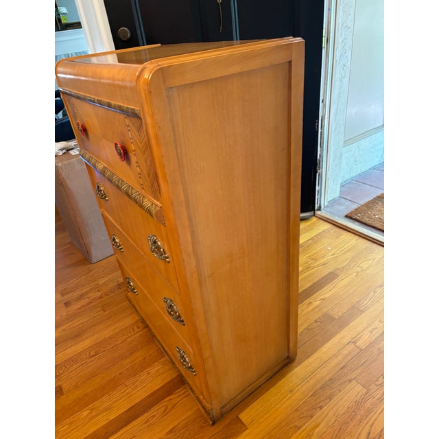 1930s Art Deco Blonde Four Drawer Dresser For Sale - Image 11 of 12