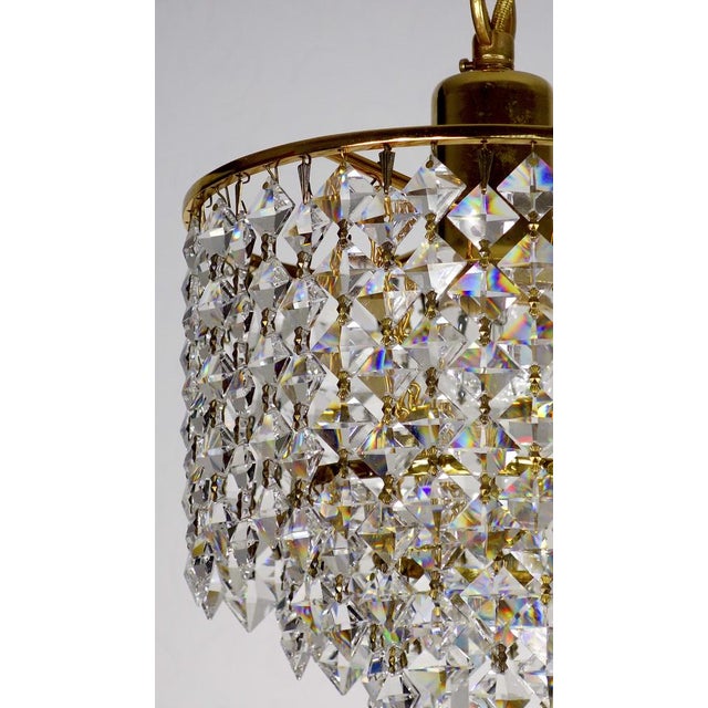 Gold Brass and Crystal Rainbow Chandelier from Palwa, 1970s For Sale - Image 8 of 18
