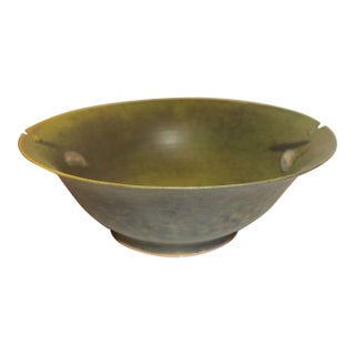 Contemporary Canadian Art Studio Pottery Green Centerpiece Bowl by Kayo O'Young For Sale