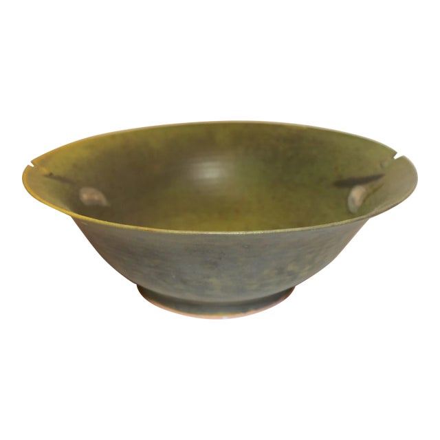 Contemporary Canadian Art Studio Pottery Green Centerpiece Bowl by Kayo O'Young For Sale