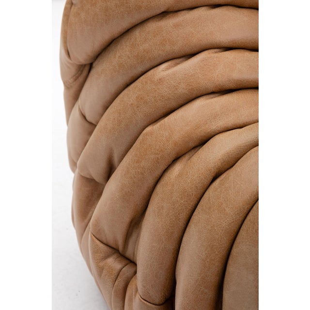 Vintage Ligne Roset Togo Chair and Ottoman in Burnt Orange Leather - Restored For Sale - Image 18 of 18