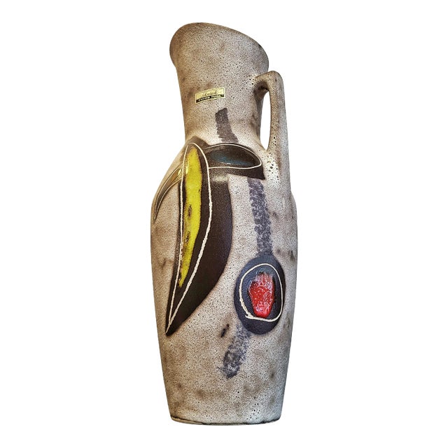 Tall Scheurich Fruit Motif Pitcher Vase Nr. 403/35 For Sale