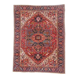 Vintage Persian Heriz Rug, 08'09 X 11'05 For Sale