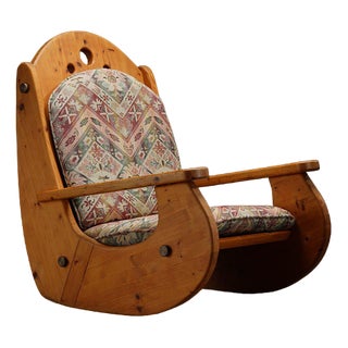 Scandinavian Rocking Chair in Pine For Sale