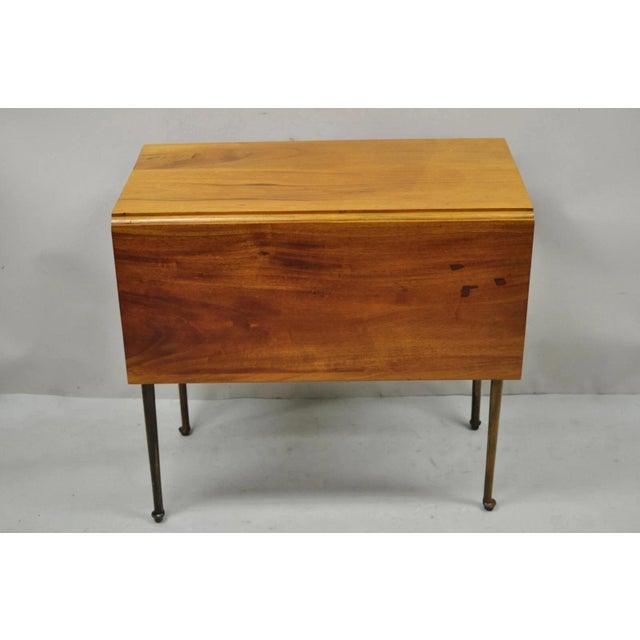 Early 20th Century Antique American Colonial Cherry Wood Slender Leg Pembroke Lamp Side End Table For Sale - Image 5 of 12