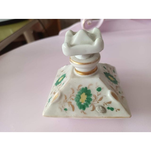 Antique French Hand Painted Porcelain Perfume Bottles, Set of 2 For Sale - Image 10 of 14
