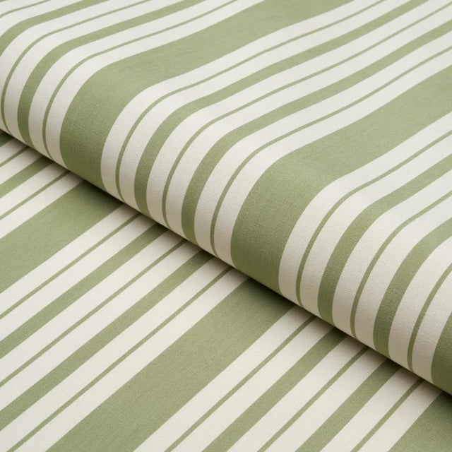 Schumacher Schumacher X Mark D. Sikes Markie Stripe Fabric In Leaf Green For Sale - Image 4 of 5