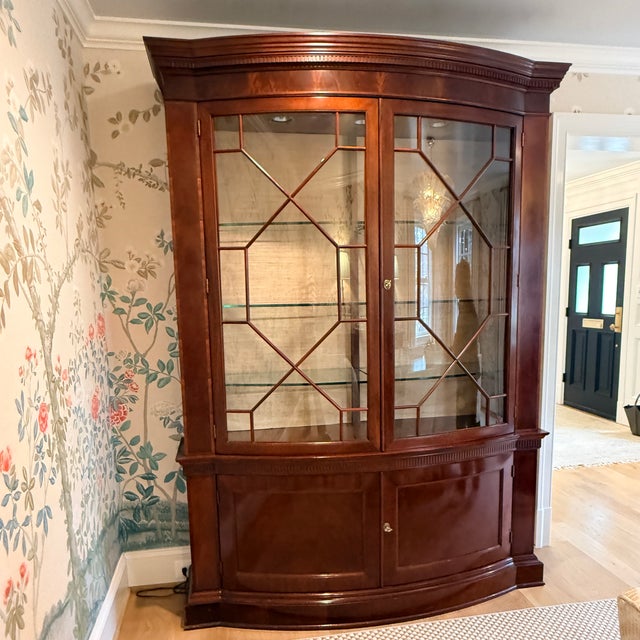 Baker Furniture Bow Front Georgian China Cabinet From the Baker Furniture Historic Charlestown Collection. Made of...