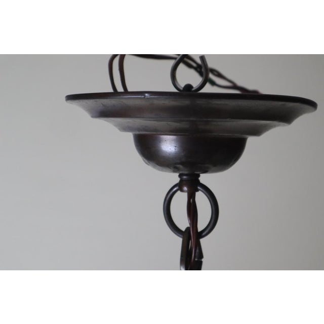 Metal Art Deco Alabaster Chandelier with Floral Decorations, 1930s For Sale - Image 7 of 18