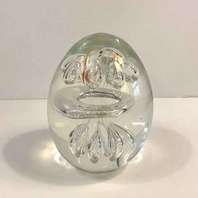 1980s Clear Hand Blown Art Glass Paperweight For Sale - Image 10 of 12