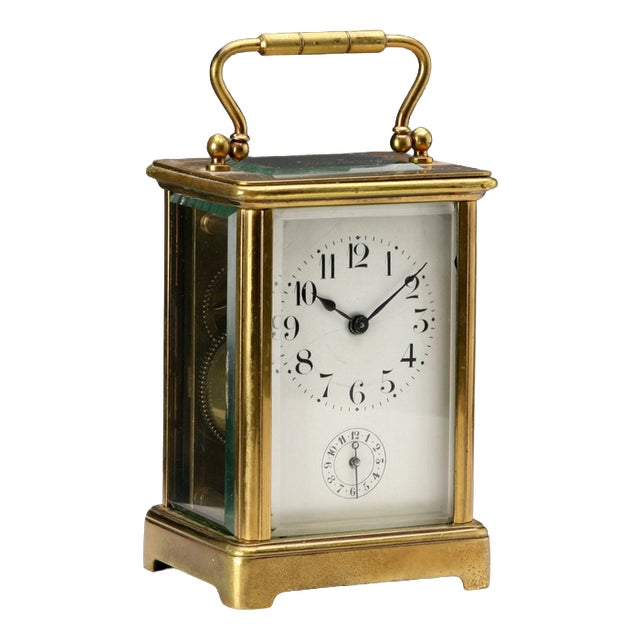 European Travel Clock in Bronze and Glass For Sale