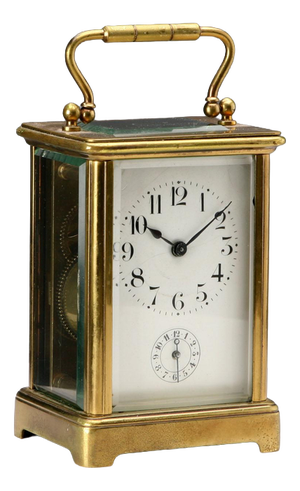 European Travel Clock in Bronze and Glass
