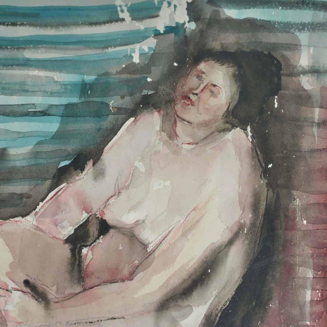 Watercolor Female Figure, Female Nude from the 1950s by Domenico Paduano