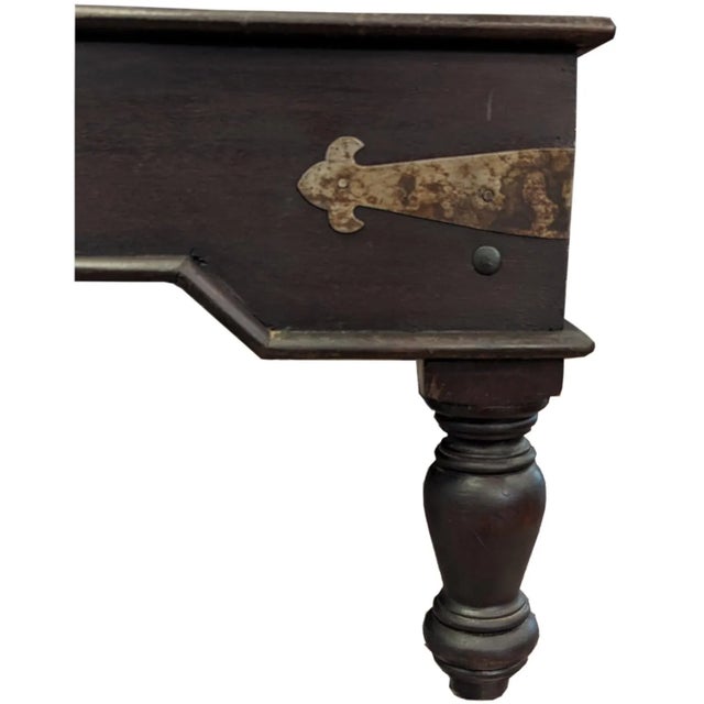 Far Pavilions 1950s Rustic Brown Solid Wood Repurposed Antique Door Coffee Table For Sale - Image 4 of 6