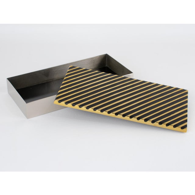 Giacomo Sinopoli for Liwan's Modernist Chrome and Bronze Box For Sale - Image 9 of 13
