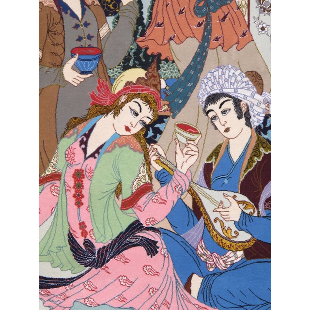 Mid 20th Century Mid-20thCentury Tabriz Pictorial Rug A Celebration of Love Poetry & Courtly Life For Sale - Image 5 of 17