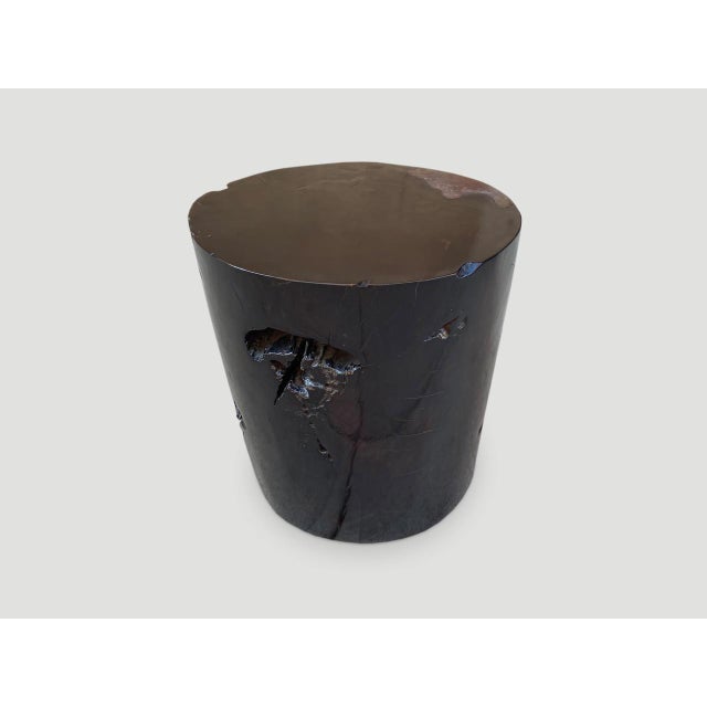 Andrianna Shamaris Organic Cracked Resin and Teak Wood Side Table For Sale - Image 13 of 18