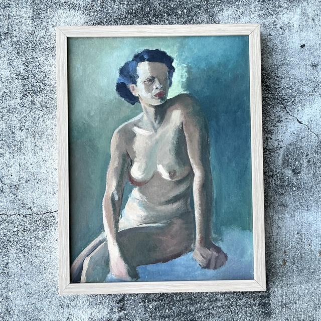 Vintage Original Nude Portrait Oil in Canvas For Sale In West Palm - Image 6 of 12