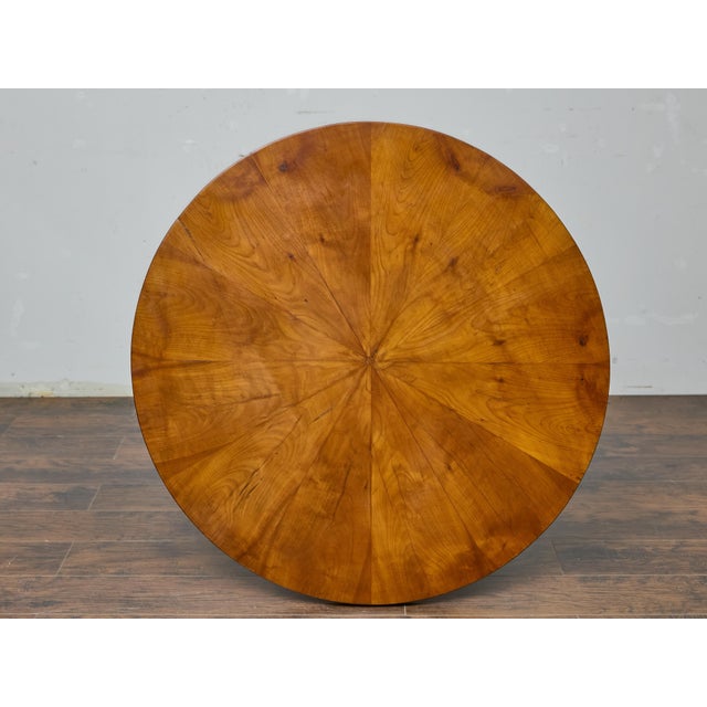 19th Century Biedermeier Round Walnut Pedestal Table With Veneered Starburst Top For Sale In Atlanta - Image 6 of 10