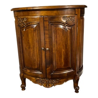 Hand Carved Wood Oval Nighstand For Sale