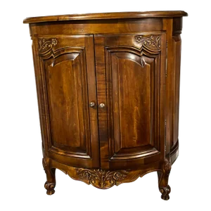 Hand Carved Wood Oval Nighstand