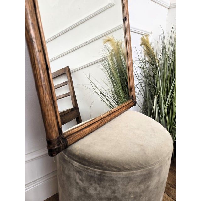 Vintage Italian Bamboo Rattan Arched Wall Mirror, 1960s For Sale - Image 4 of 7