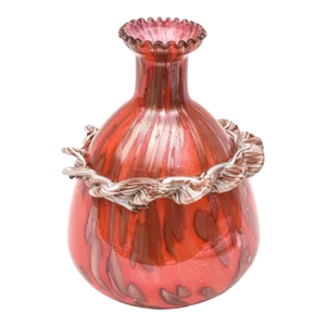 Mid-Century Modern Italian Murano Orange, Copper Avem Glass Vase / Vessel