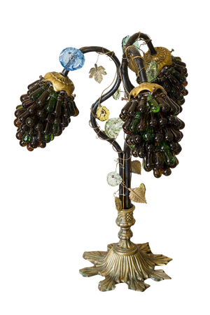 Art Nouveau Table Lamp with Murano Glass Lampshade, 1920s