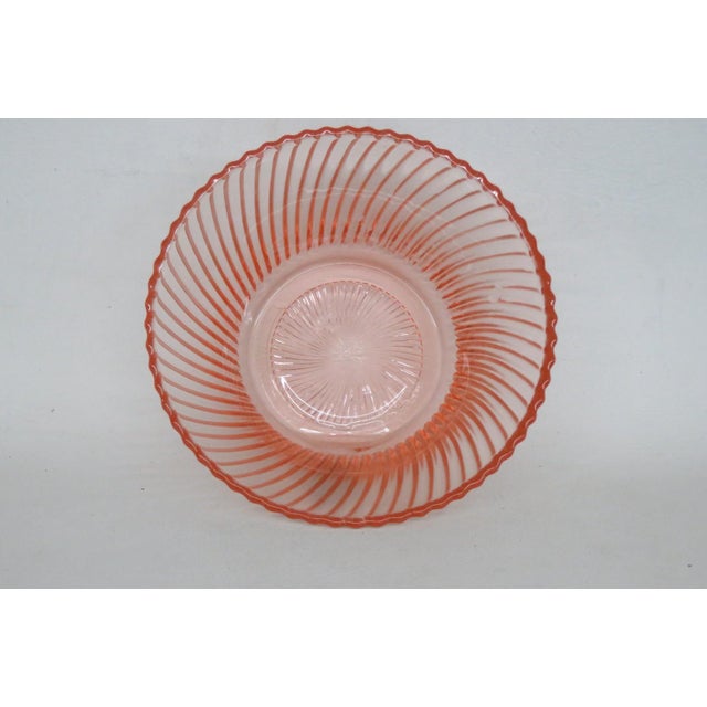 Federal Glass Pink Depression Era Cereal Bowl Diana Swirl Optic Pattern 4942b For Sale - Image 10 of 11