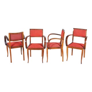 Art Deco Beech Chairs by Jules Leleu, France, 1930s, Set of 4 For Sale