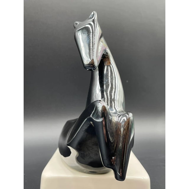 Ceramic Fran Mar after Franz Marc, Resting Horse, 1970s, Ceramic Sculpture with Platinum Glaze For Sale - Image 7 of 16