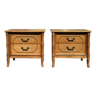 Coastal Faux Bamboo Pair of Nightstands by Broyhill For Sale