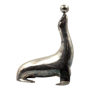 Art Deco Silverplated Brass Seal Sculpture, France 1940s