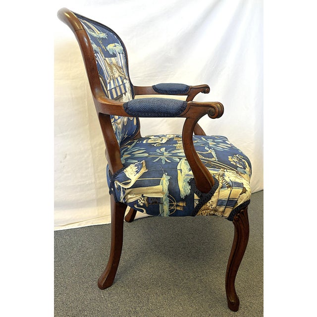 Traditional Early 1900's French Boudoir Fruitwood Armchair With New Statement Upholstery For Sale - Image 3 of 18