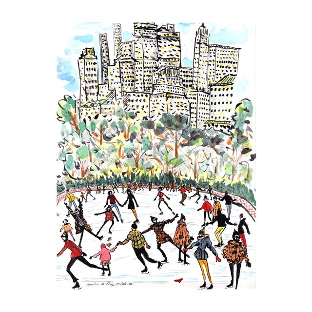 Ice Skaters at Wollman Rink Print by Pauline De Roussy De Sales For Sale