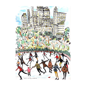 Ice Skaters at Wollman Rink Print by Pauline De Roussy De Sales