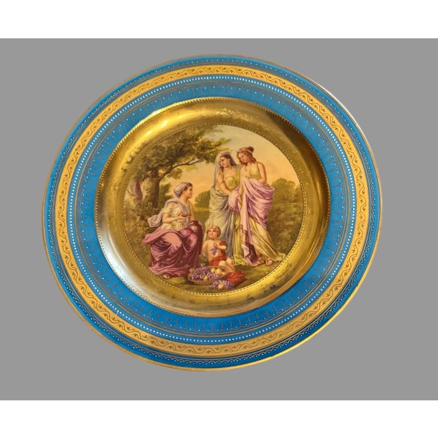 Antique Victorian Royal Vienna Porcelain Gilt Decorated Scenic Bachus 10.75" Plate For Sale - Image 4 of 6