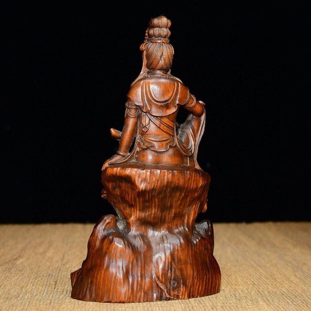 This is a superb vintage Chinese carving of Guanyin (Bodhisattva Avalokiteshvara), exquisitely hand-carved from fine-...
