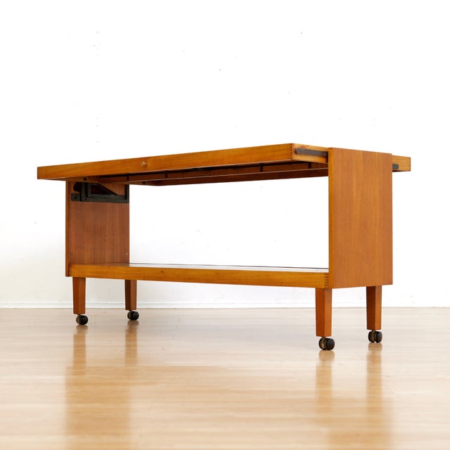 1960s 1960s Mid Century Mechanical Bar Cart Folding Console Table For Sale - Image 5 of 10