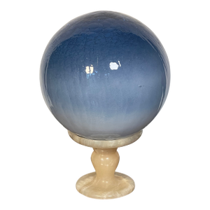 1970s Art Glass 8” Sphere on Onyx Stand
