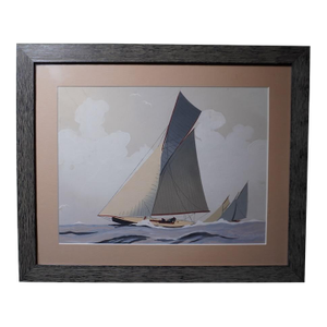 Leon Haffner, Gouache Style, Horizontal Sailboat Portrait