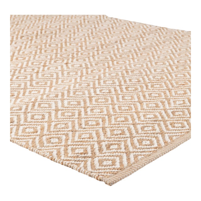 Part & Parcel Goods Textured Diamond Rug, 5'x8', Natural and Eggshell For Sale
