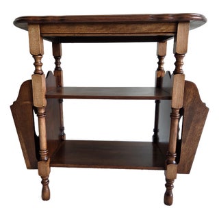 Three-Tiered Vintage Mahogany Finish Side Table For Sale