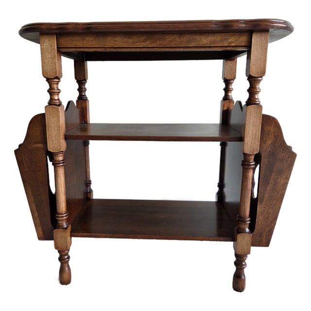 Three-Tiered Vintage Mahogany Finish Side Table For Sale