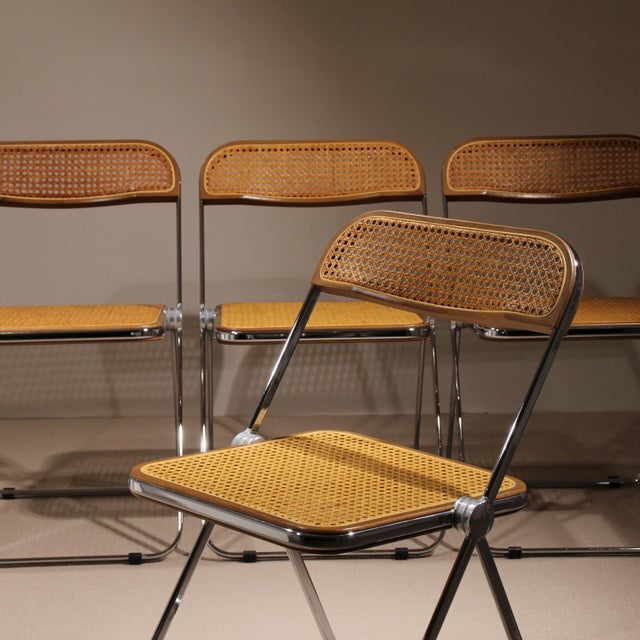 Plia Folding Chairs with Cane by Giancarlo Piretti for Anonima Castelli, 1970s, Set of 4 For Sale - Image 12 of 15
