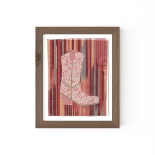 Ole Girl Pearl the Cowboy Boot by Willa Heart in Walnut Frame, Mini Art Print For Sale